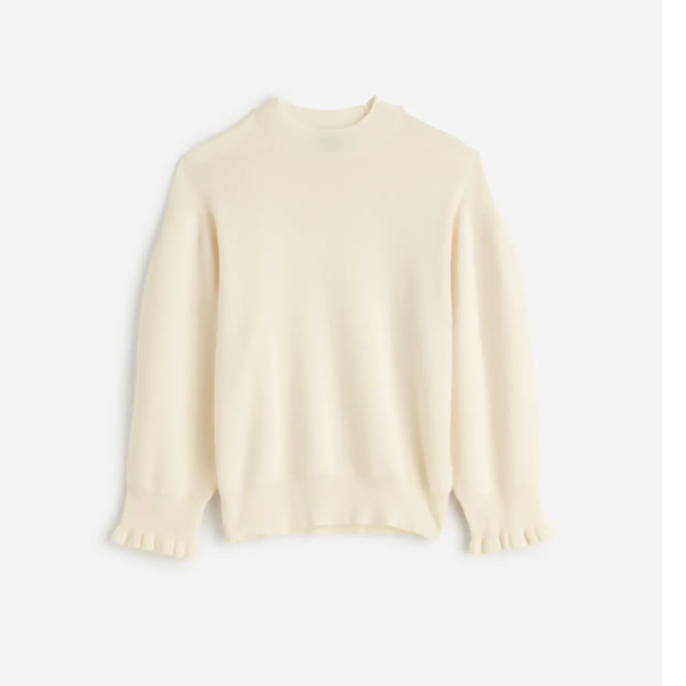 NWT Madewell Merino Wool Ruffle Mockneck Sweater ivory size small
